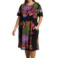 thumbnail image 1 of Women's La Cera 2522X Plus 100% Cotton Bold Knit Lounge Dress (Black 1X), 1 of 1