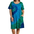 thumbnail image 1 of Women's La Cera 2522X Plus 100% Cotton Bold Knit Lounge Dress (Blue/Turquoise/Green 3X), 1 of 1
