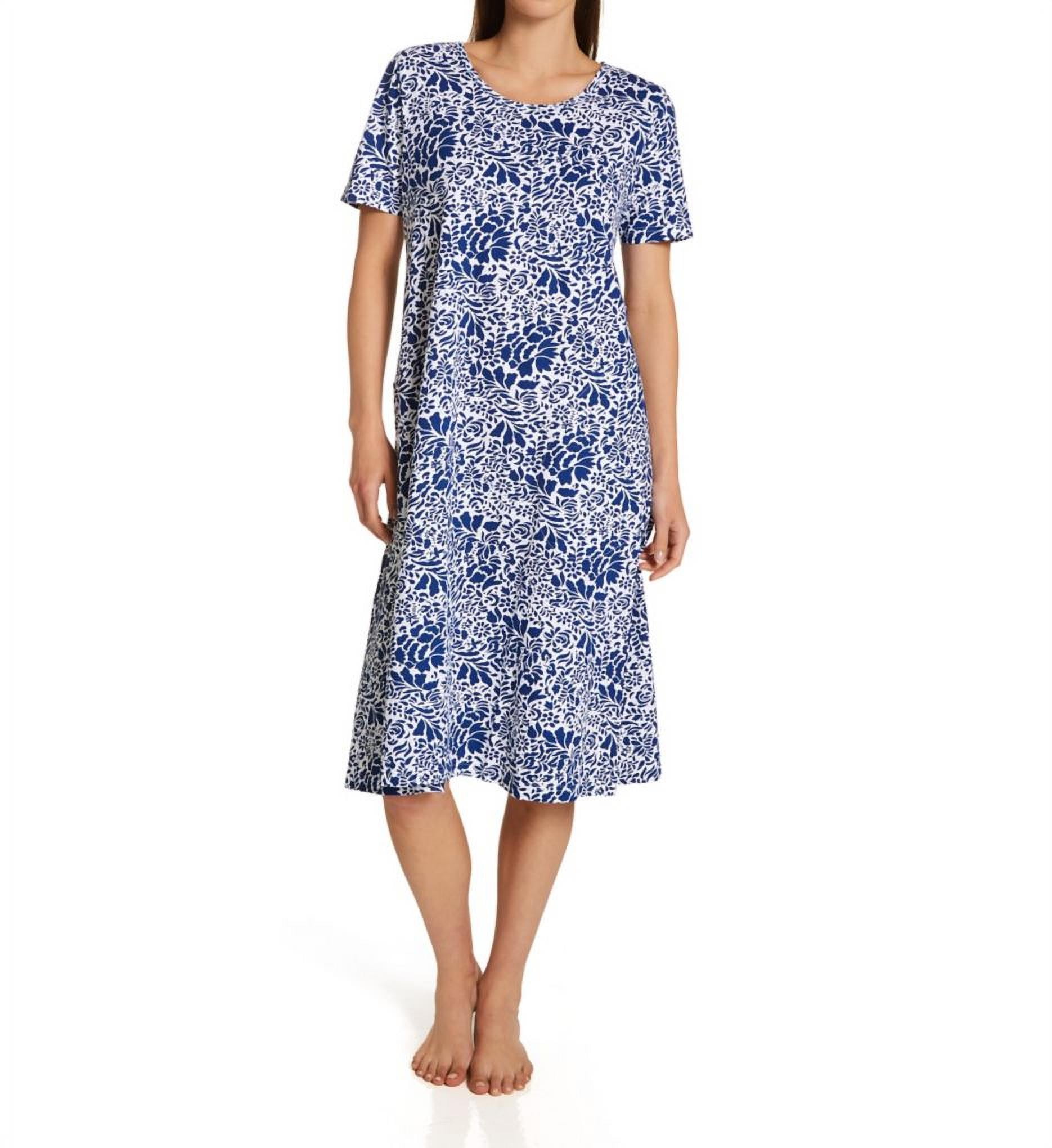 Women's La Cera 2523 100% Cotton Knit Short Sleeve Lounge Dress