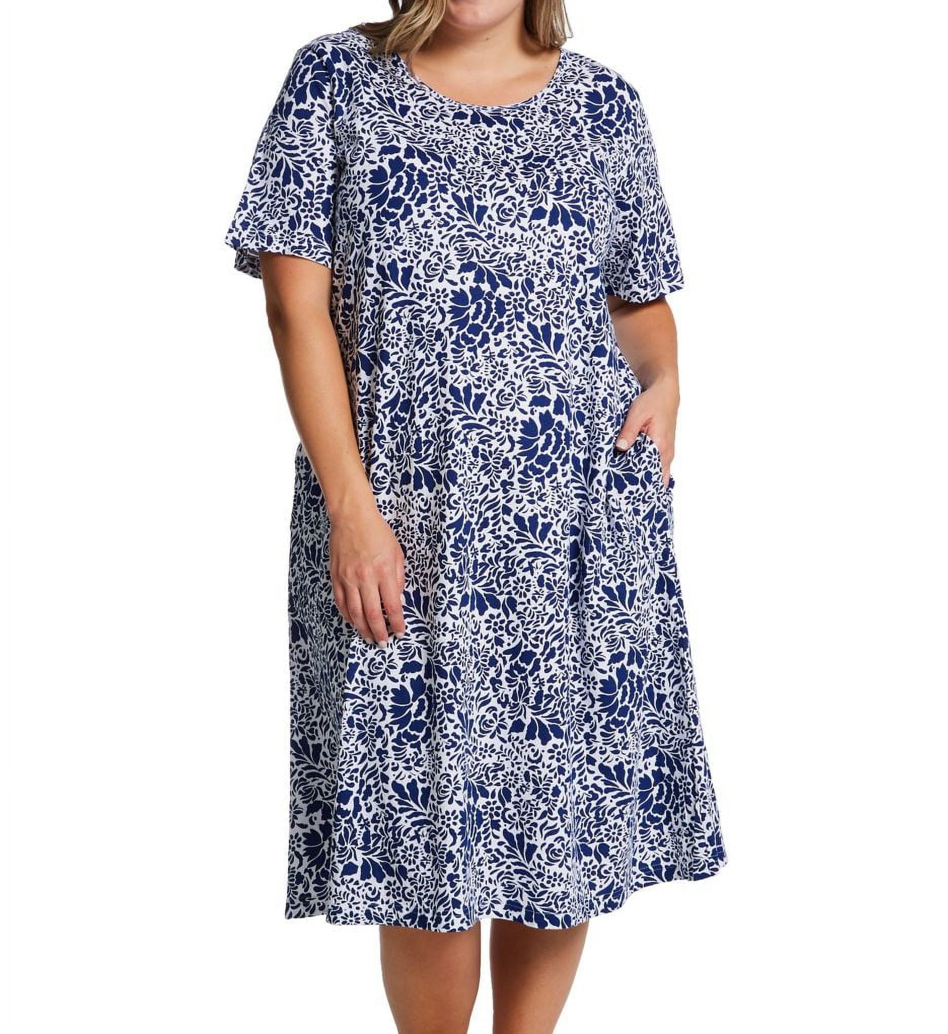 La Cera 2523 Women's Short Sleeve Lounge Dress 100% Cotton Knit