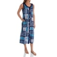 thumbnail image 1 of Women's La Cera 2746B Button Front Sleeveless Lounge Dress with Pockets (Blue L), 1 of 1