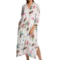 thumbnail image 1 of Women's La Cera 3055 100% Cotton Voile Lined Hummingbird Print Caftan (White/Hummingbird XL), 1 of 4