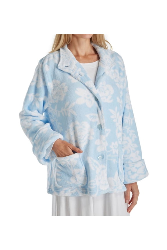 Women's La Cera 88121B Bed Jacket (Blue/White M)