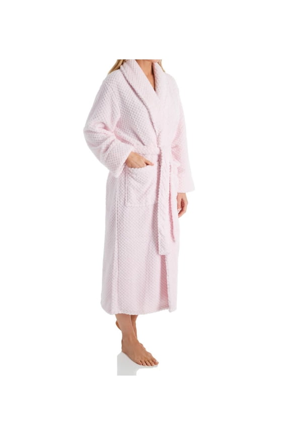 Women's La Cera 8815 100% Polyester Honeycomb Fleece Robe (Pink XL)