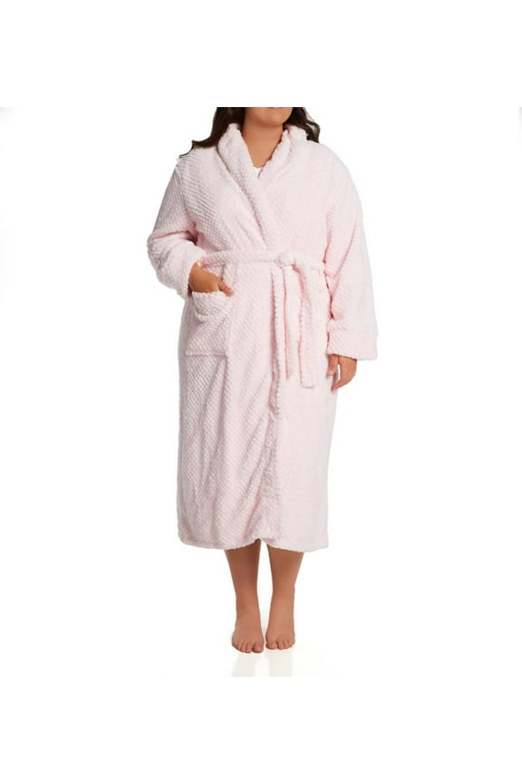 Women's La Cera 8815X Plus 100% Polyester Honeycomb Fleece Robe (Pink 2X)