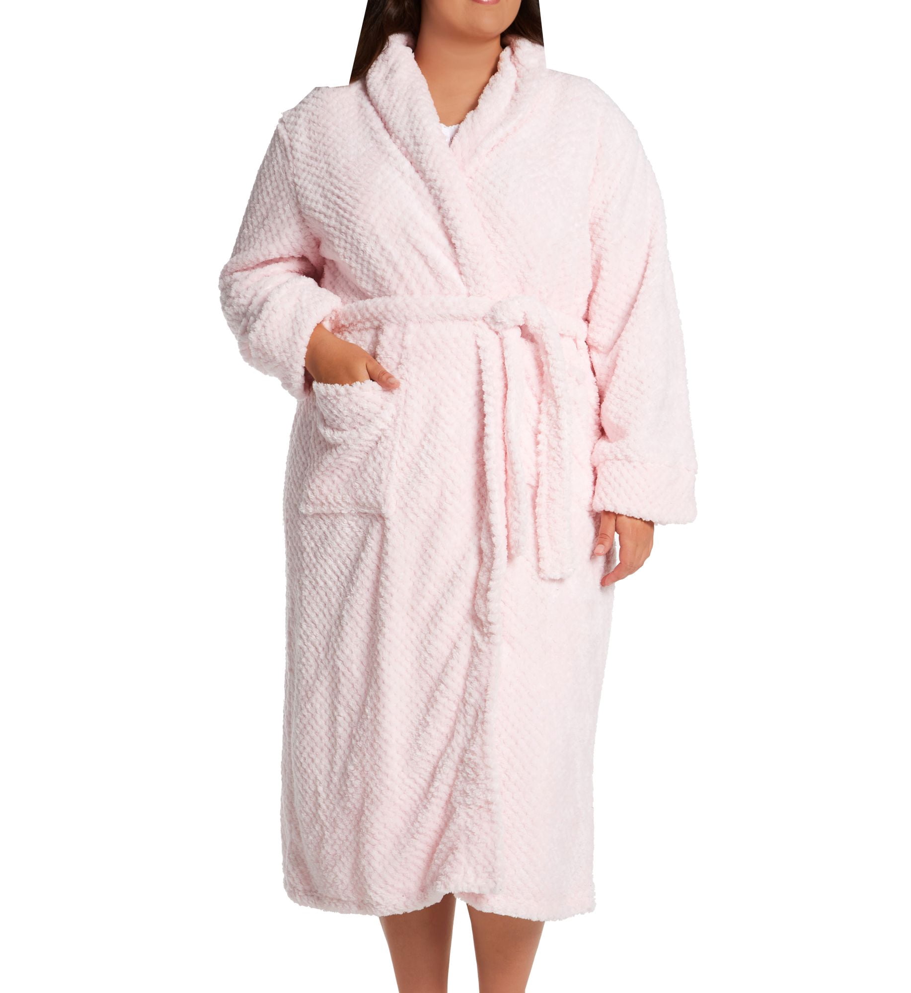 Women's La Cera 8815X Plus 100% Polyester Honeycomb Fleece Robe (Pink ...