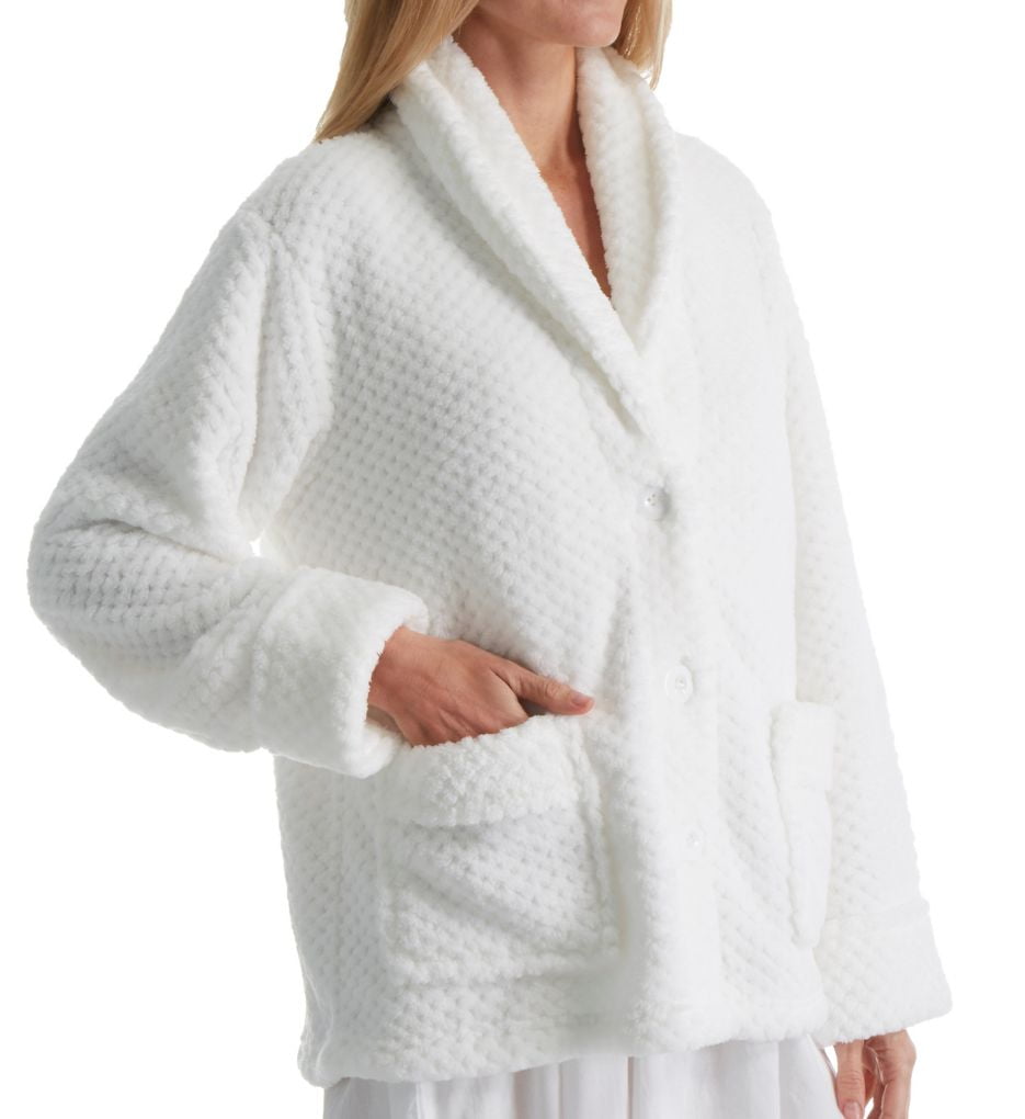 Women's La Cera 8825 100 Polyester Fleece Bed Jacket (White