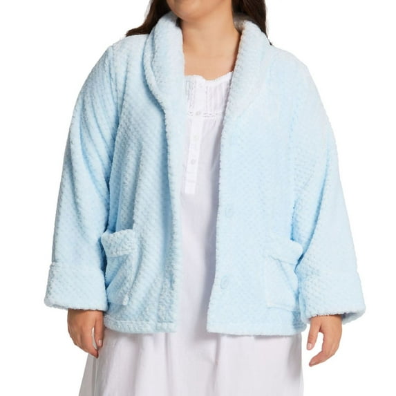 Women's La Cera 8825X Plus 100% Polyester Honeycomb Fleece Bed Jacket (Blue 3X)
