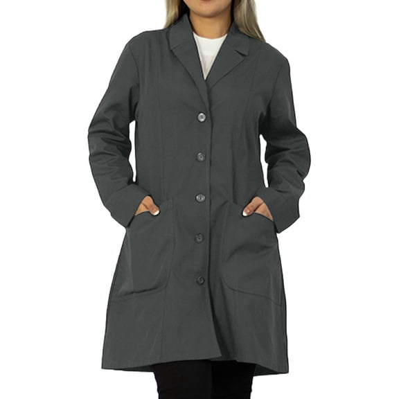 Panda Uniform by HeedFit 36" Notch Collar Women’s Lab Coat – L Charcoal