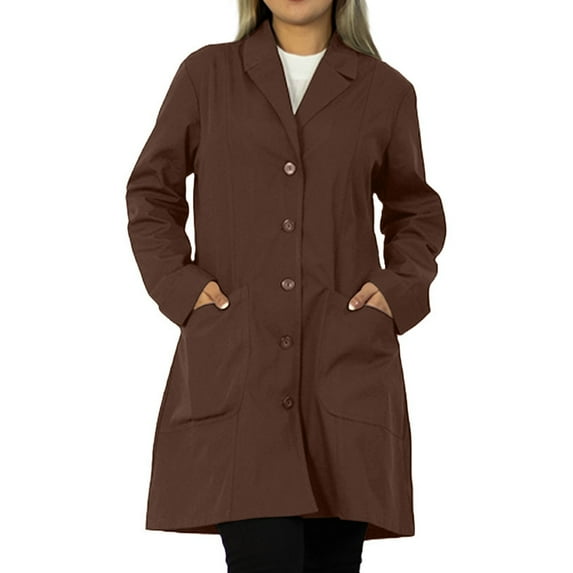 Panda Uniform by HeedFit 36" Notch Collar Women’s Lab Coat – XXS Chocolate