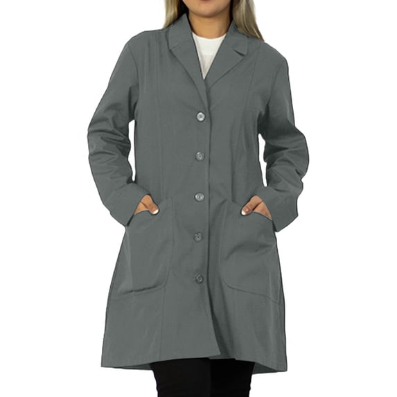 Panda Uniform by HeedFit 36" Notch Collar Women’s Lab Coat – 7XL Grey