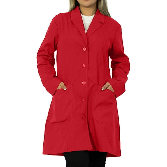 Panda Uniform by HeedFit 36" Notch Collar Women’s Lab Coat – M Red