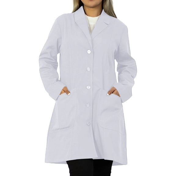 Panda Uniform by HeedFit 36" Notch Collar Women’s Lab Coat – 9XL White