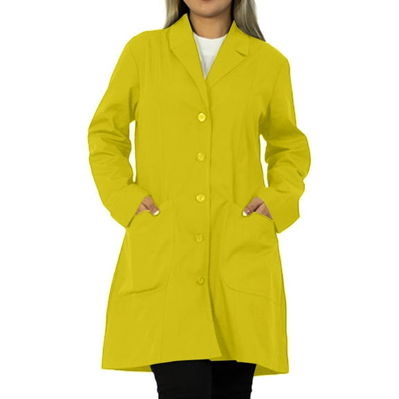 Panda Uniform by HeedFit 36" Notch Collar Women’s Lab Coat – S Yellow