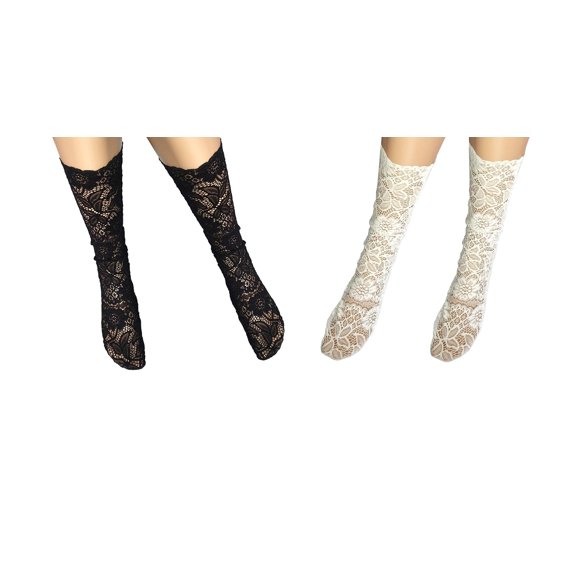 Women's Lace Anklet Sock, Breathable Mesh Lace Socks,Women's Lace Fishnet Sheer Ultra-thin Dress Ankle Socks, 2 Pairs