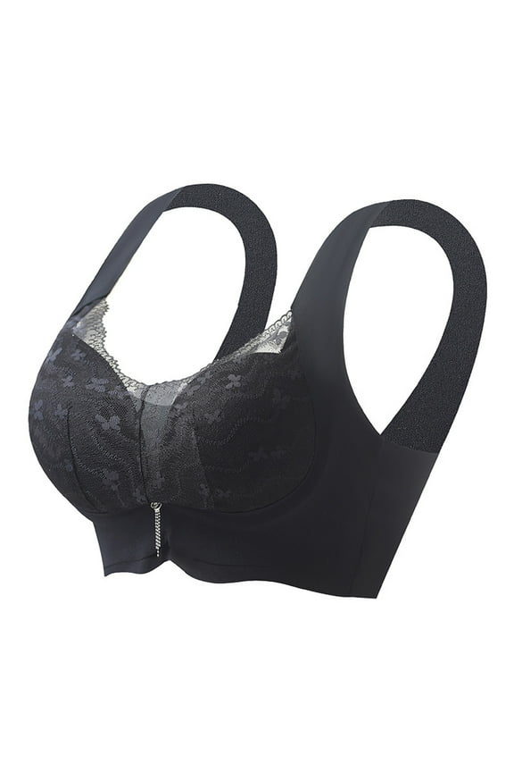 Women's Lace Back Support Bra Wirefree Comfort Seamless Full Coverage Posture Correcting Everyday T-Shirt Bra