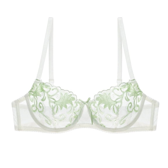 Women's Lace Balconette Bra Underwire Non-Padded Soft Cup Comfort Everyday Bras(White,34C)