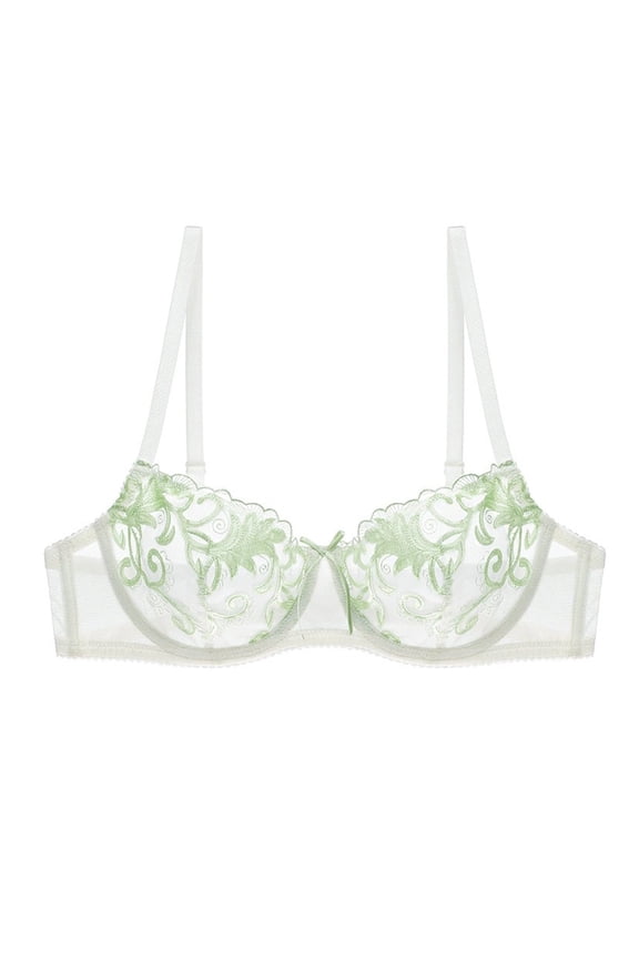 Women's Lace Balconette Bra Underwire Non-Padded Soft Cup Comfort Everyday Bras(White,34D)
