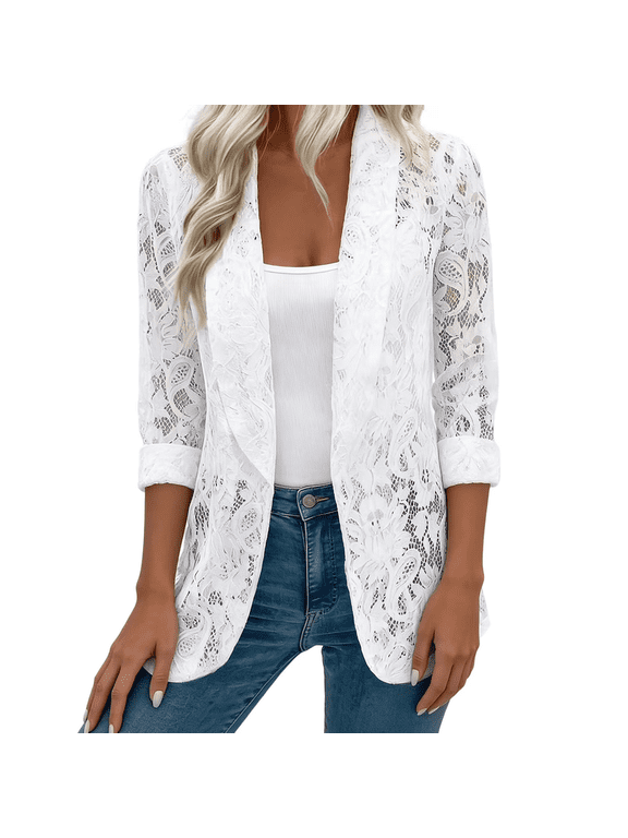 Women's Lace Blazer for Spring Summer, Lightweight Formal Office Jacket Women's Blazers & Suit Jackets