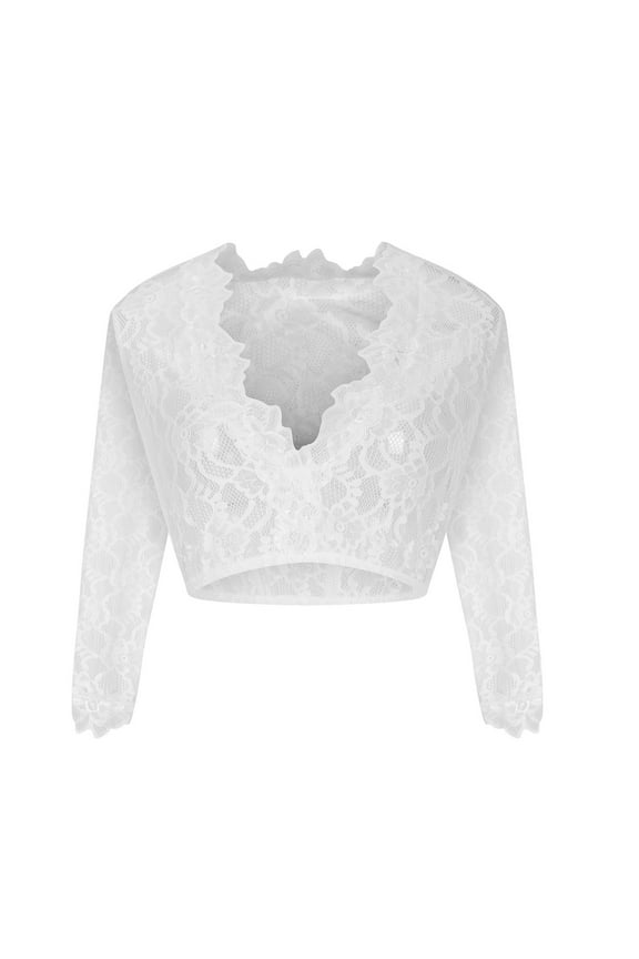 Women's Lace Blouse Dirndl Blouse Oktoberfest Costume Top Vintage Bavarian Traditional German Shirt Black 3/4 Sleeve