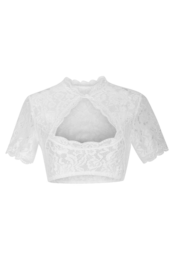 Women's Lace Blouse Dirndl Blouse Stand Collar Lace Blouse Elegant Oktoberfest Costume Top Vintage Bavarian Traditional German Shirt
