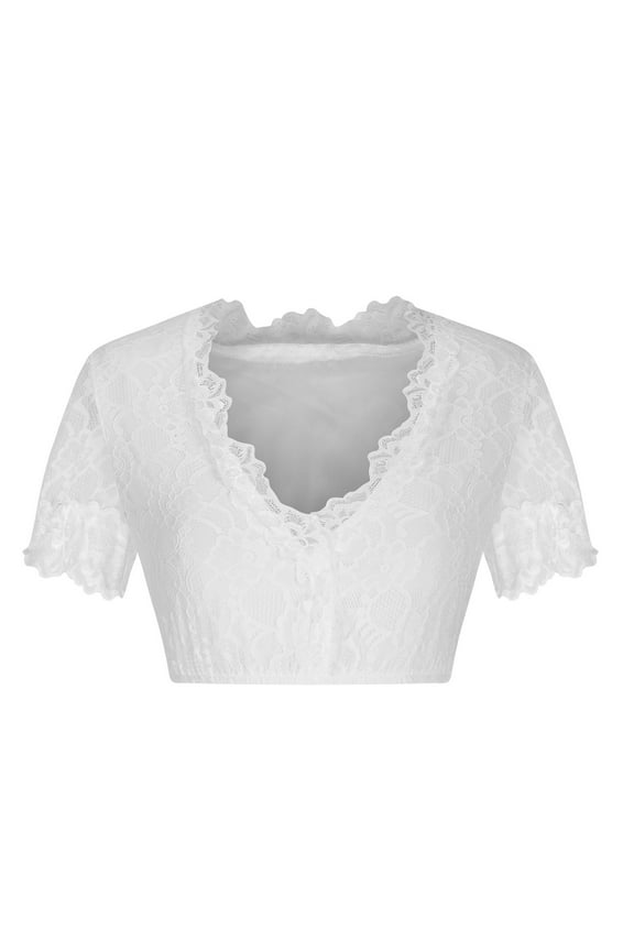 Women's Lace Blouse Lace Blouse Bavarian Oktoberfest Costumes Traditional Dirndl Blouse Shirt Cropped White Shirt