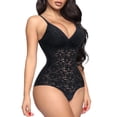 thumbnail image 1 of Women's Lace Bodysuit Tummy Control Shapewear with V-Neck and Backless Design, 1 of 6