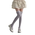 thumbnail image 1 of Women's Lace Bow Thigh High Stockings Soft Stretch Long Socks Silicone Grip Lace Hosiery, 1 of 5