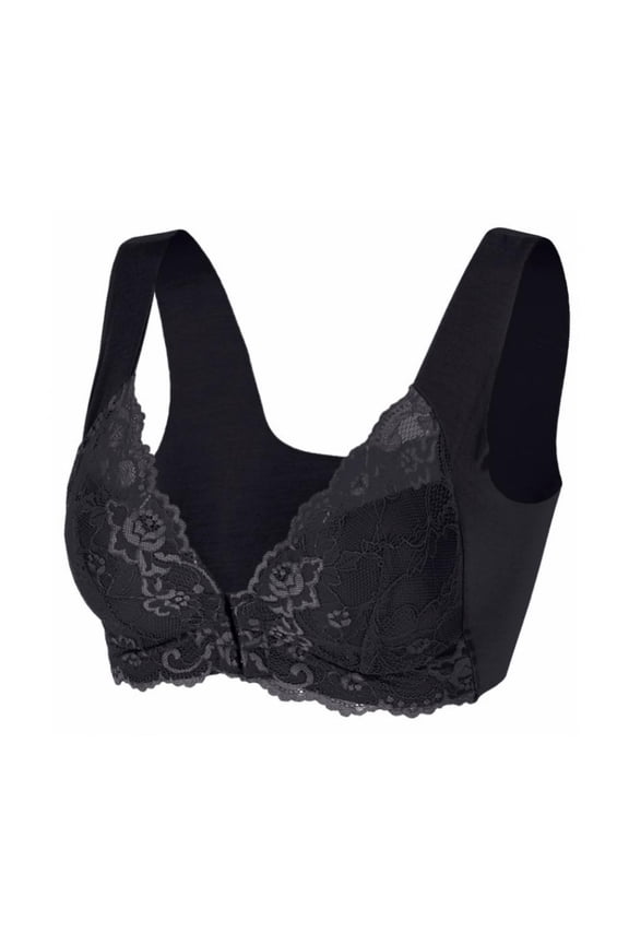 Women's Lace Bra Front Close Sexy Deep V Cami Halter Bralette Comfort Everyday Bra Plus Size