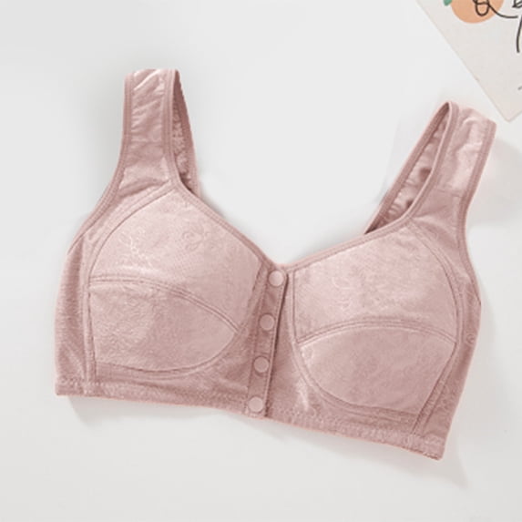 Women's Lace Bra JIANLAI Front Closure No Underwire Comfortable Bra Breathable Push Up Full Coverage Bralette Light Pink