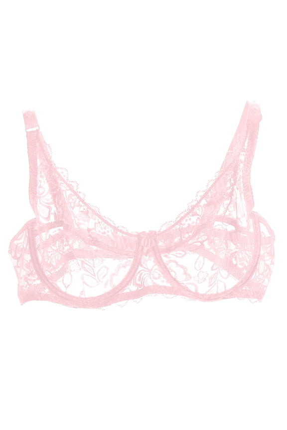 Women's Lace Bra Sheer Mesh Balconette See Through Unlined Bras Everyday Bras Lingerie