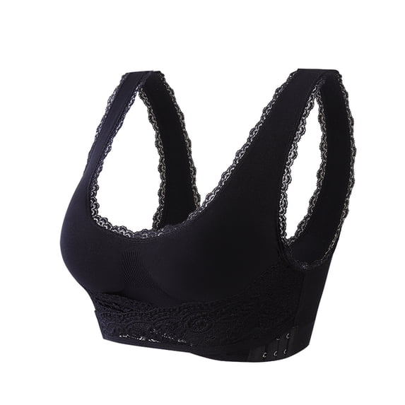 Women's Lace Bra Wireless Push Up Front Cross Side Buckle Bras Everyday Comfy Lift up Bralettes for Large Breasts