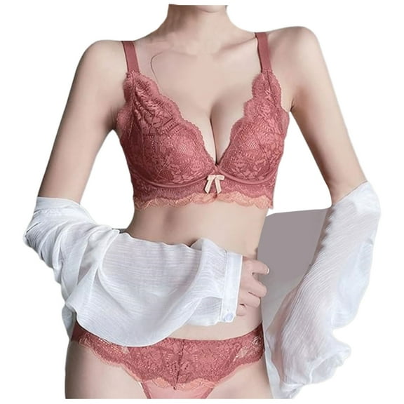 Women's Lace Bra and Brief Set Comfortable Supportive Underwear for Everyday Wear