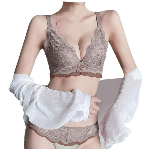 Women's Lace Bra and Brief Set Comfortable Supportive Underwear for Everyday Wear