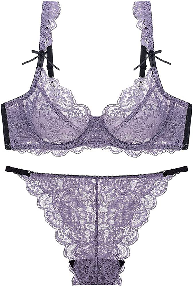 Women's Lace Bra and Panty Sets Underwired Sexy Lingerie Set Push Up ...