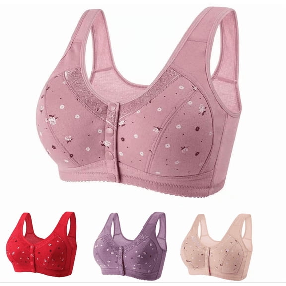 Women's Lace Bras Wireless Climbing Front Closure Dressy Everyday Sleep Bras Comfort-Strap Winter Daisyy Bras for Women - Wine,38