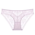 thumbnail image 1 of Women's Lace Briefs Floral Sheer Mesh Bikini Panties Valentine's Day Casual Underwear Cotton Thong Underwear for Women Purple S, 1 of 2