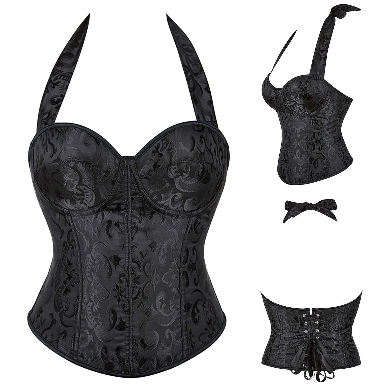 Basque Corset Women's Lace up Bustier Top Burlesque Basque Shaper Boned Corset Plus ...