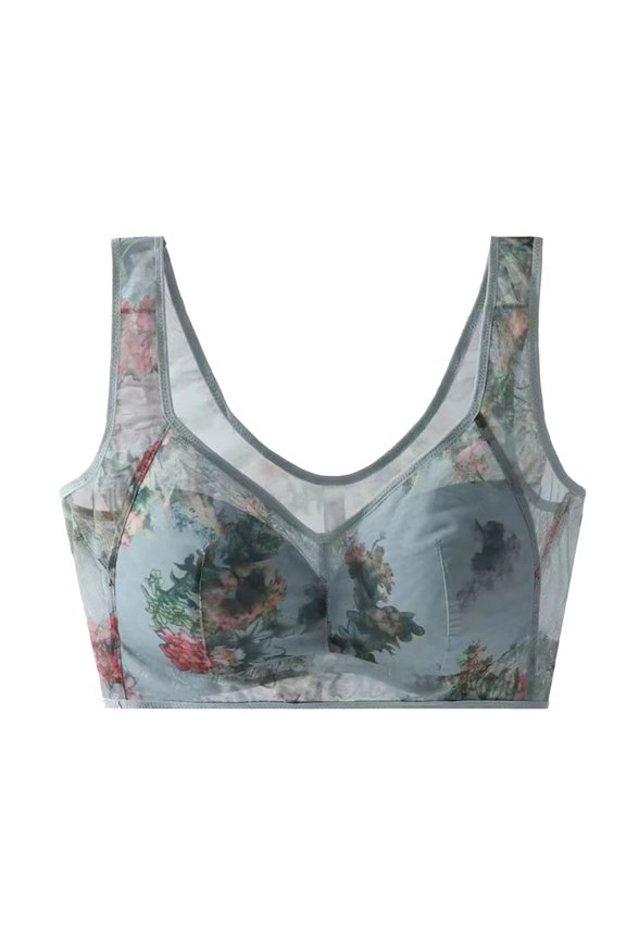 Bra Women's Lace Buttonless Comfortable Wireless Push-Up Lace Bralette for Everyday Posture Support Gray 3XL