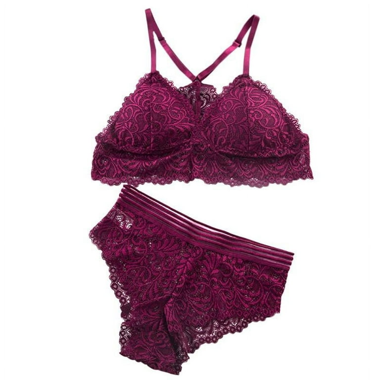 Avidlove Lingerie Babydoll Lace for Women 2 Piece Sexy Bra and Panty Sets  Purple XXL 