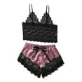 thumbnail image 1 of Women's Lace Cami Top with Shorts with Panties 2 Piece Set Sexy Lingerie Pajama Set, 1 of 6