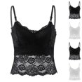 thumbnail image 1 of Women's Lace Cami Tops with Built In Bra V Neck Adjustable Spaghetti Strap Sleeveless Slim Fit Tank Tops Basic Layering Undershirts White, 1 of 5