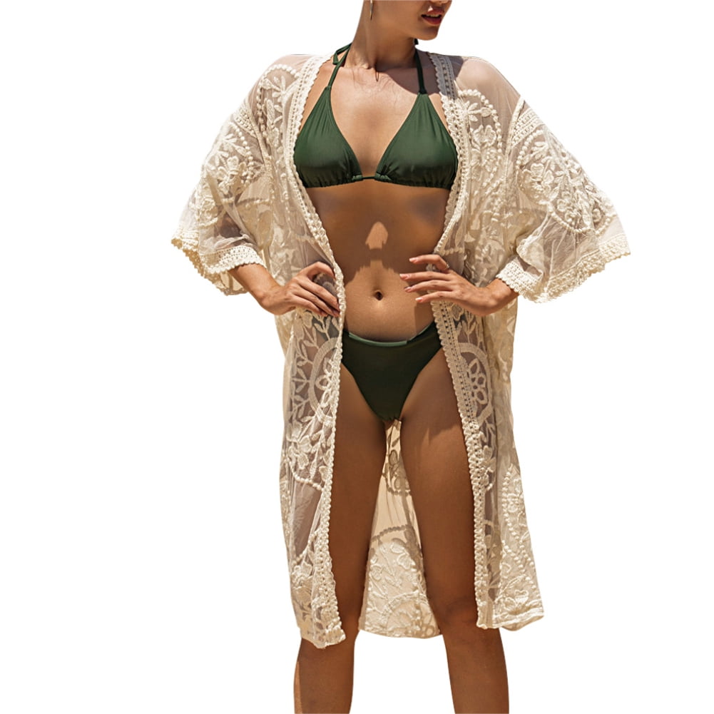 Women's Lace Cardigan Floral Crochet Sheer Beach Bikini