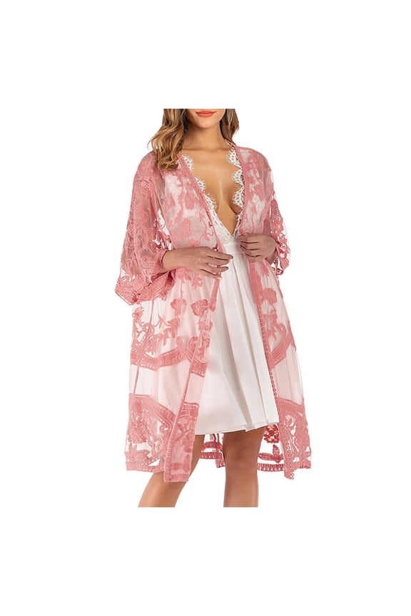 Women's Lace Cardigan Floral Crochet Sheer Beach Cover Ups Long Kimono Bikini Bathing Suit Titanium Snap Cardigan Nine Cardigan Hard Tail Slouchy Cardigan V Cardigan Cardigan Open Front Womens Long