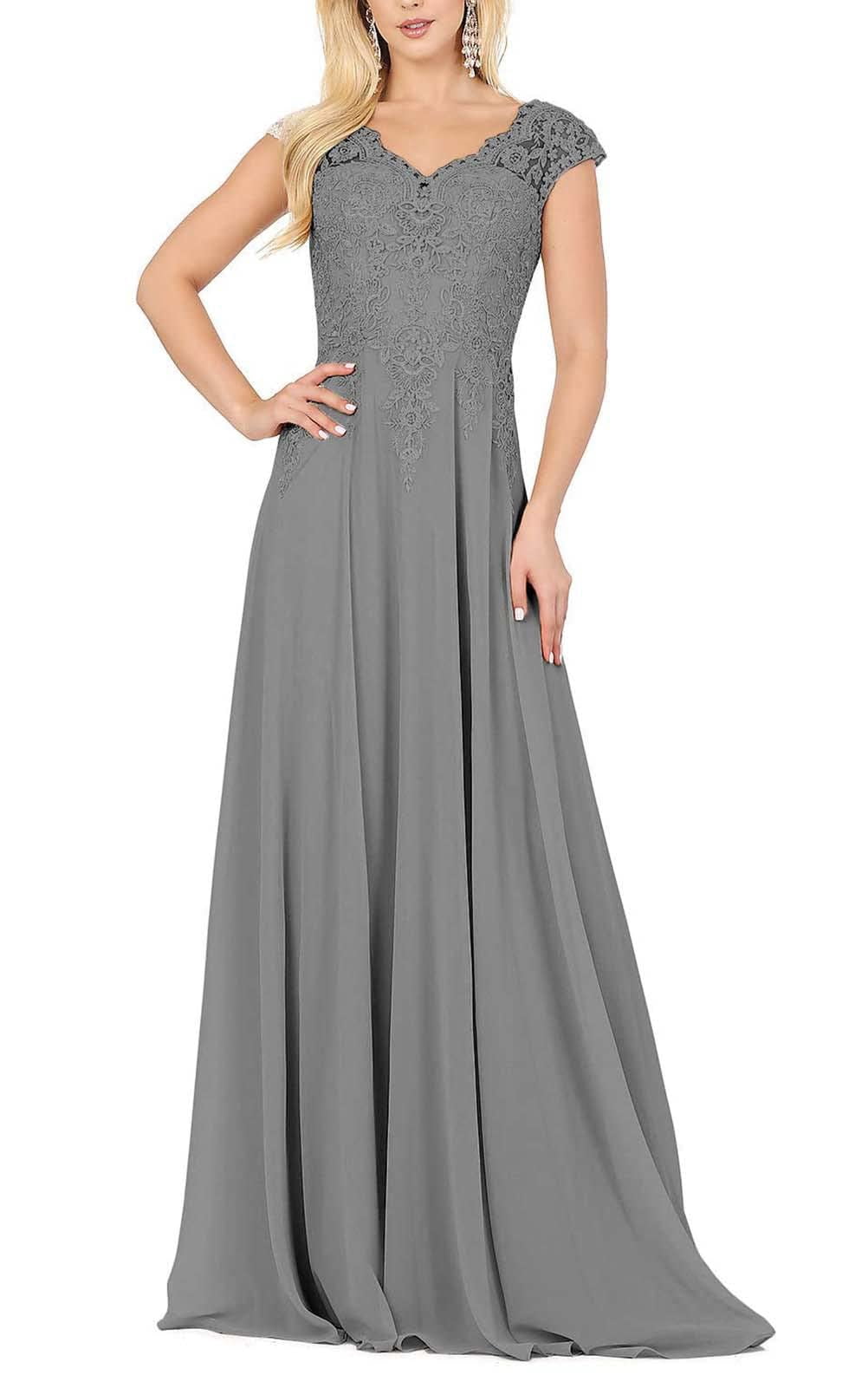 sachin and babi light blue dress LaDivine CL07 V-Neck Short Sleeve Chiffon A-Line Dress
