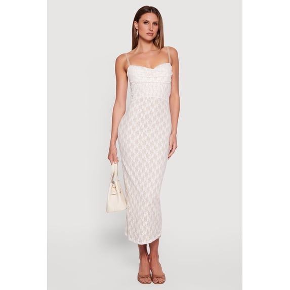 Women's Lace Cowl Neck Sweetheart Neckline Keyhole Back Dress