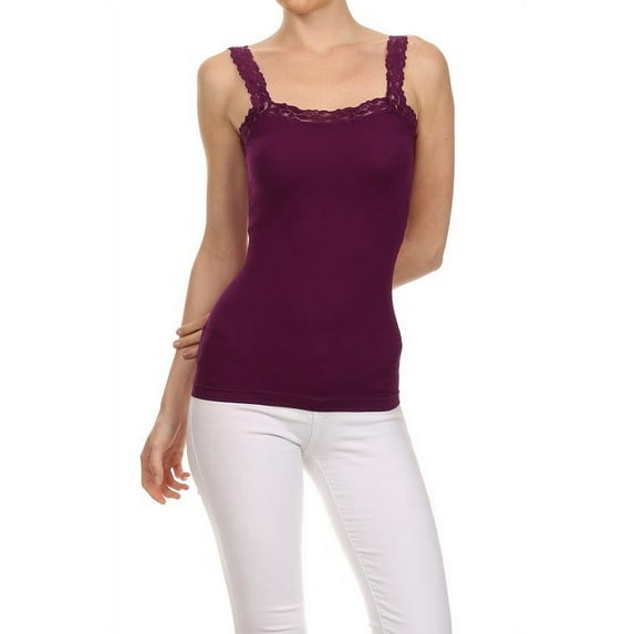 Women's Lace Detail Trim Cami Top - PURPLE