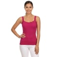thumbnail image 1 of COUVER Women's 1-Inch Lace Trim Scoop Neck Cami Top Raspberry One Size, 1 of 6