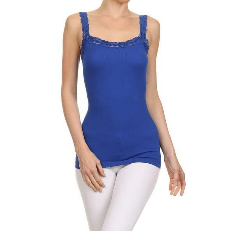 Women s Lace Detail Trim Cami Top ROYAL BLUE
