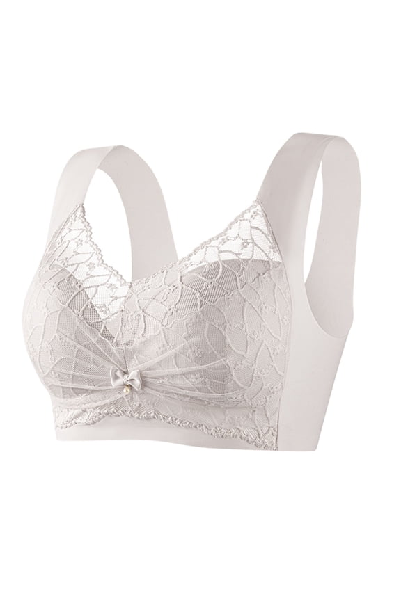 Women's Lace Embroidered Bralette Comfortable No Underwire Wide Strap Bras Full Cup Push up Wireless Lingerie